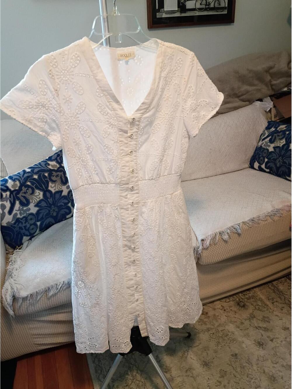 Roolee Lined White Eyelet Dress Size XS